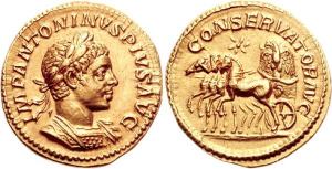  Elagabalus Aureus 222AD with star and eagle