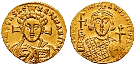 Solidus-Justinian_II-Christ_b-sb1413